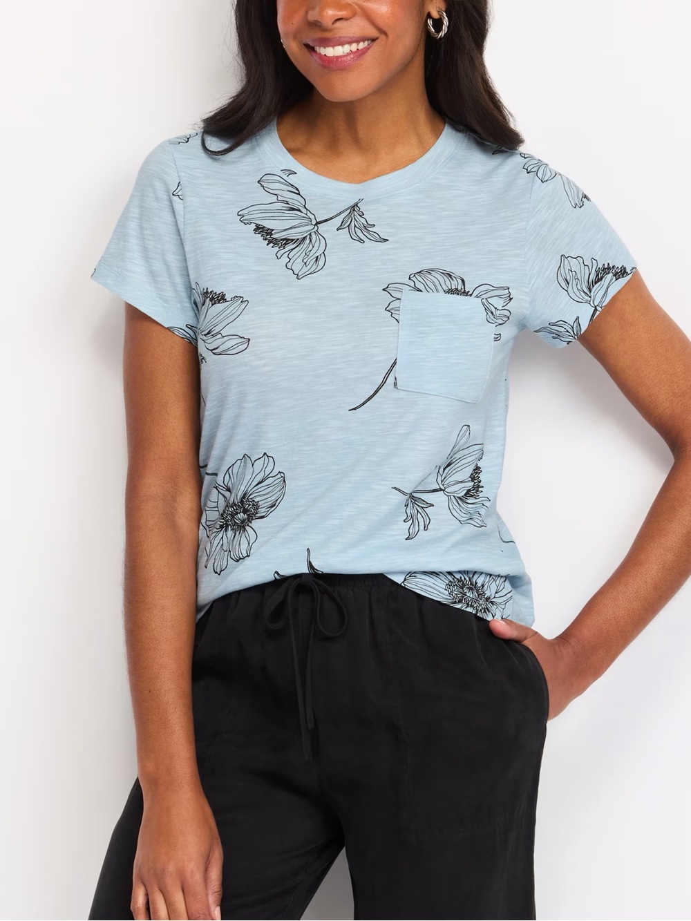 Sanctuary Light Blue Floral Pocket Tee - medium NWT